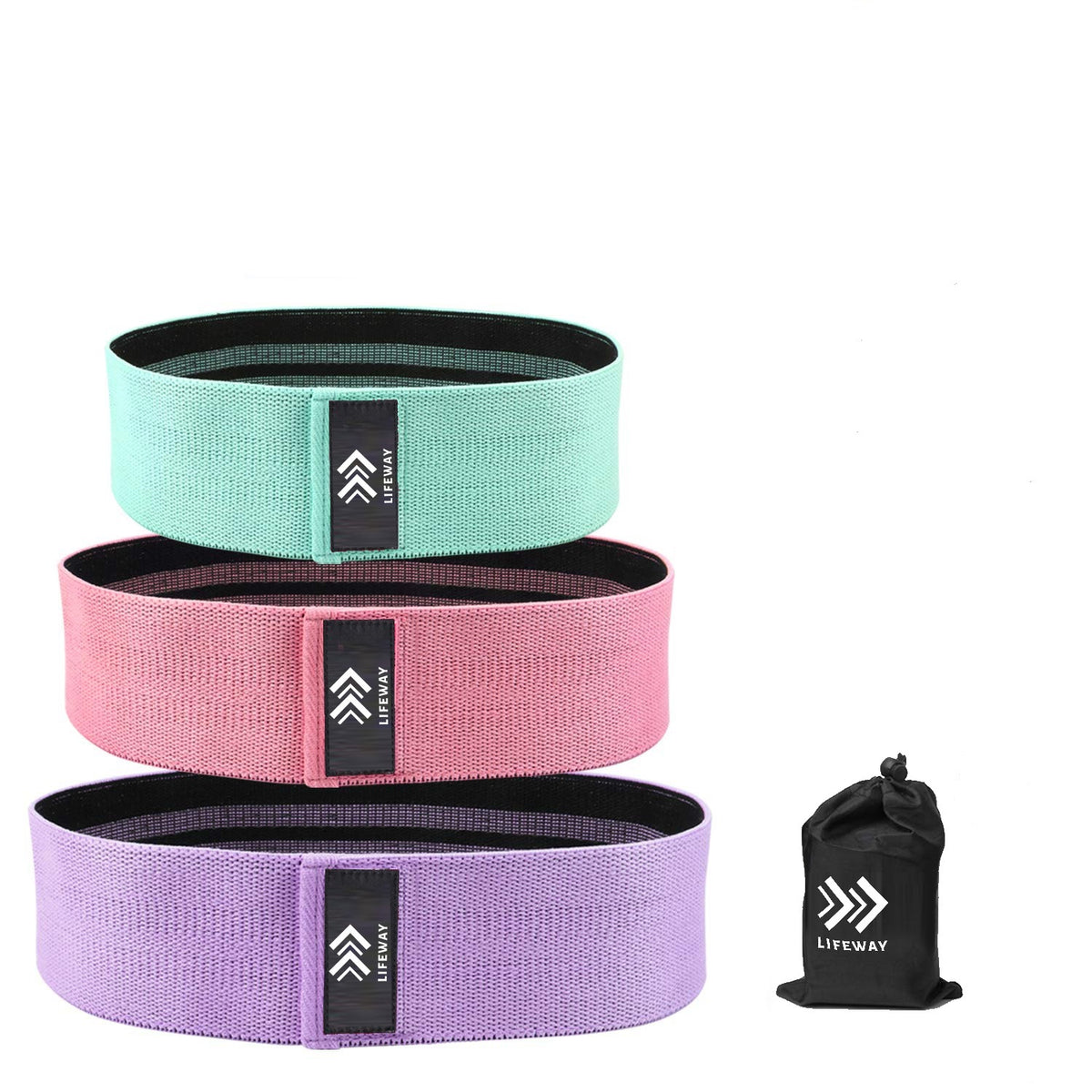 LIFEWAY Resistance Bands for Legs and Butt - Booty Bands Set - 3 Packs with  Carrying Bag